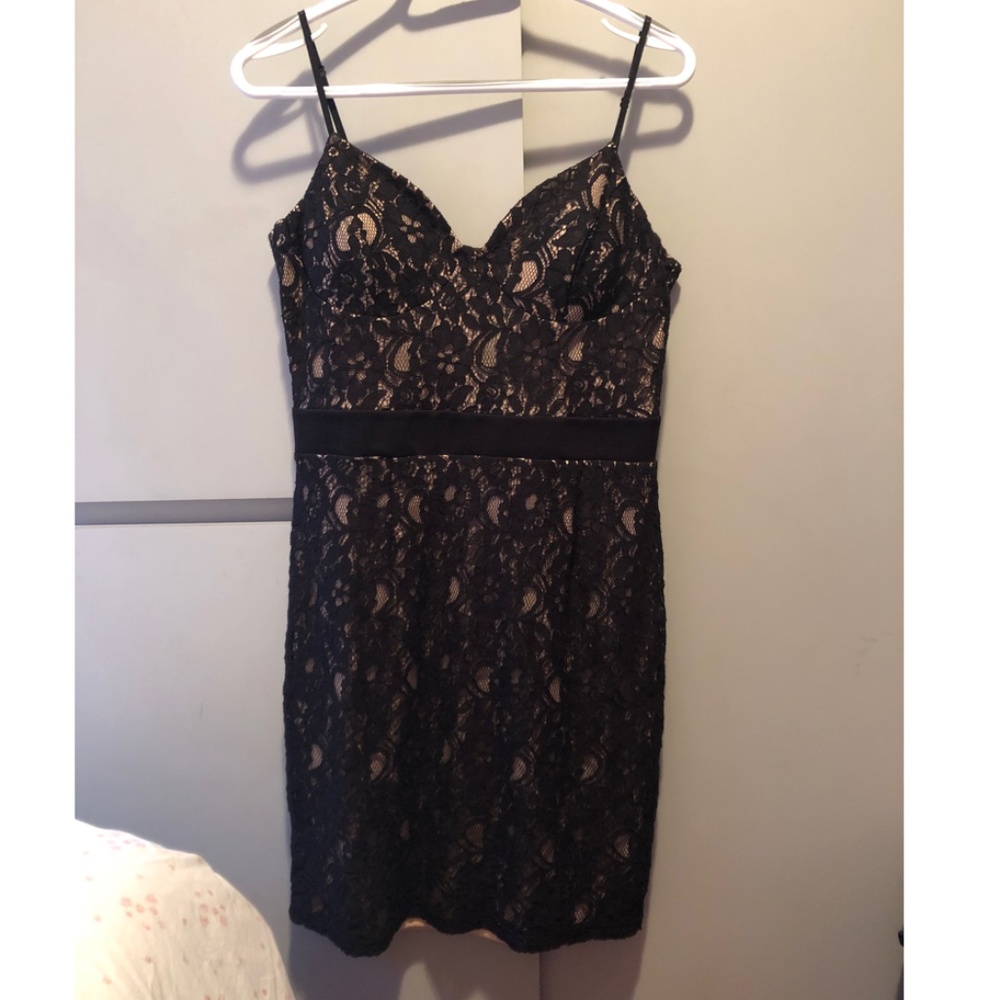 Mystic Black Lace over Nude/Cream Women's Dress
